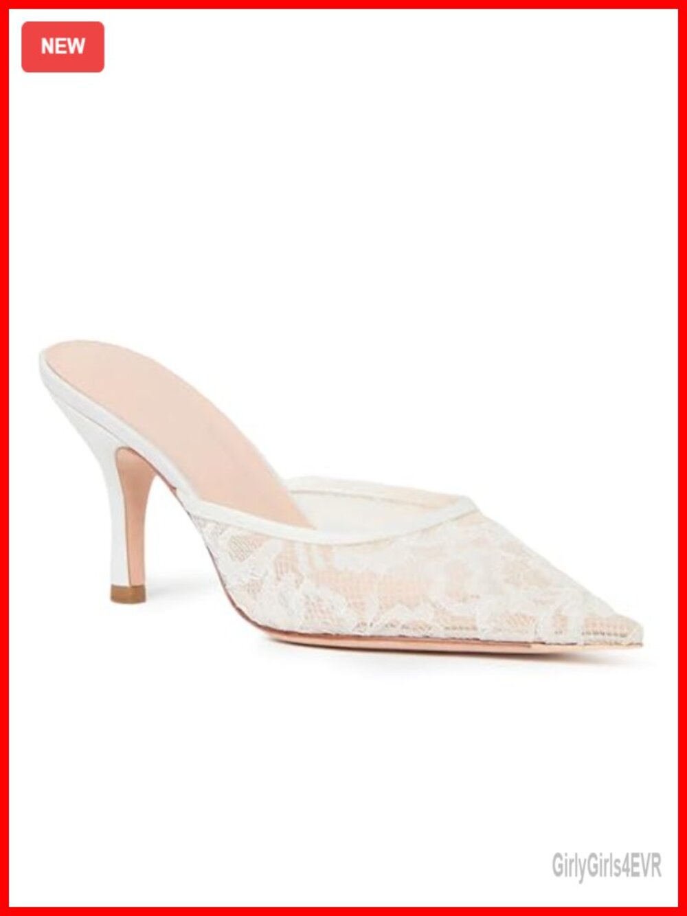 Lace Mesh Kitten Heel Mules Closed Pointed Toe Backless Slingback Dress Pumps